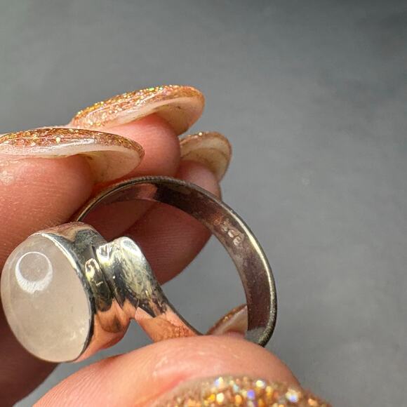 Sterling Silver Rose Quartz Ring Rose Quartz Statement Ring - Picture 6 of 7